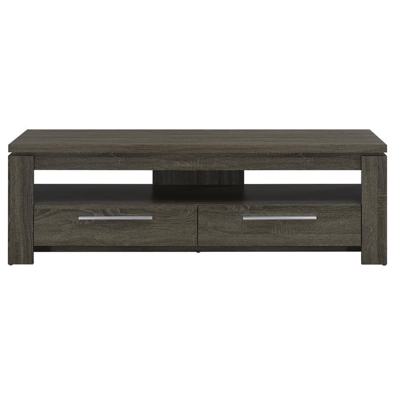 Pemberly Row 2-drawer Engineered Wood 59-inch TV Stand in Weathered Grey