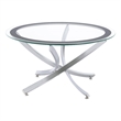 Pemberly Row Round Glass Top Coffee Table Metal Base in Chrome