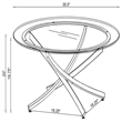 Pemberly Row Round Glass Top Coffee Table Metal Base in Chrome