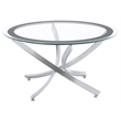 Pemberly Row Round Glass Top Coffee Table Metal Base in Chrome