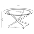 Pemberly Row Round Glass Top Coffee Table Metal Base in Chrome