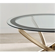 Pemberly Row Round Glass Top Side End Table Metal Base in Brass