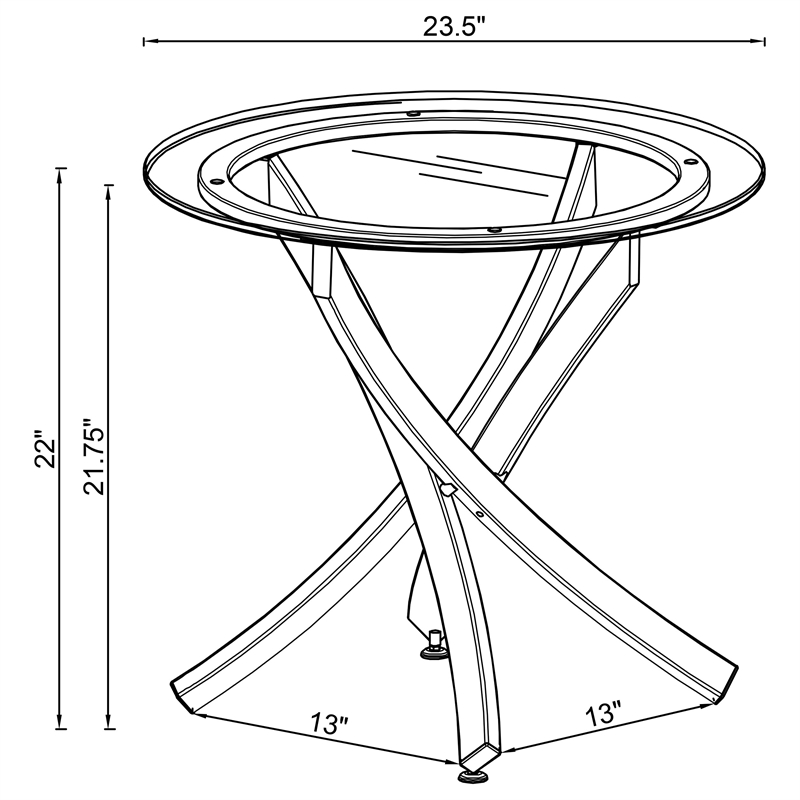 Pemberly Row Round Glass Top Side End Table Metal Base in Brass