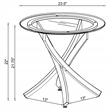 Pemberly Row Round Glass Top Side End Table Metal Base in Brass