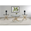 Pemberly Row Round Glass Top Side End Table Metal Base in Brass