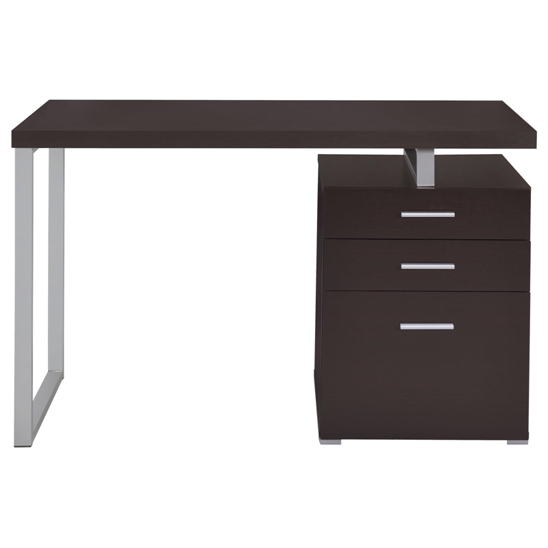 Pemberly Row Engineered Wood 47-inch 3-drawer Computer Desk in Cappuccino