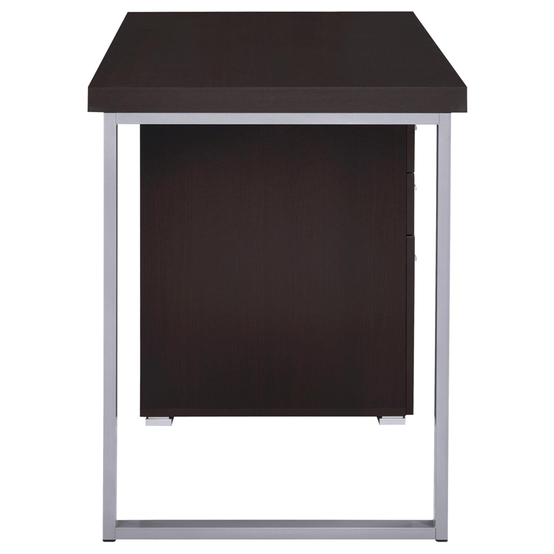 Pemberly Row Engineered Wood 47-inch 3-drawer Computer Desk in Cappuccino