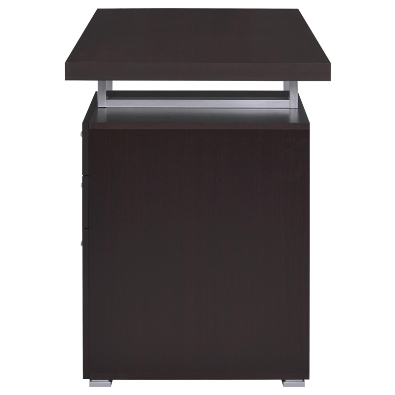 Pemberly Row Engineered Wood 47-inch 3-drawer Computer Desk in Cappuccino