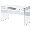 Pemberly Row 48-inch 2-drawer Writing Desk in White High Gloss