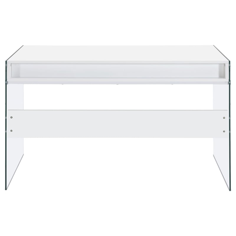 Pemberly Row 48-inch 2-drawer Writing Desk in White High Gloss