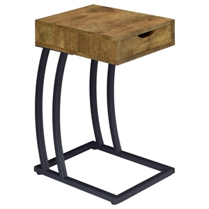 Pemberly Row 1-drawer C-Shaped Side Table Power Outlet in Rustic Nutmeg