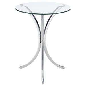 Pemberly Row Round Tempered Glass Top Accent Side Table in Chrome