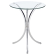 Pemberly Row Round Tempered Glass Top Accent Side Table in Chrome