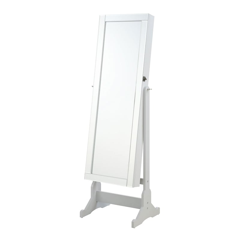 Pemberly Row Cheval Mirror with Jewelry Box Storage in Dove Grey