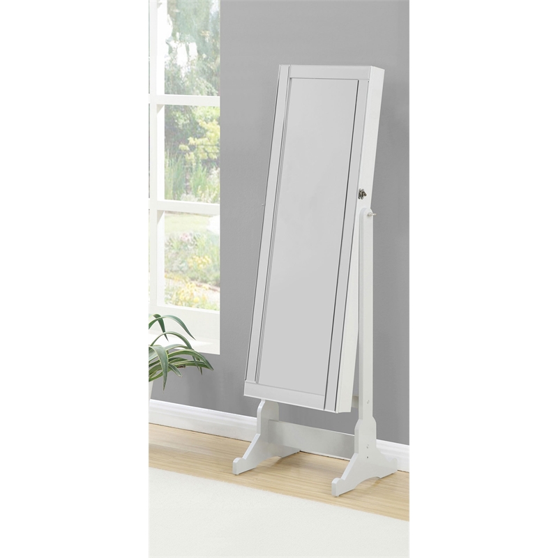 Pemberly Row Cheval Mirror with Jewelry Box Storage in Dove Grey