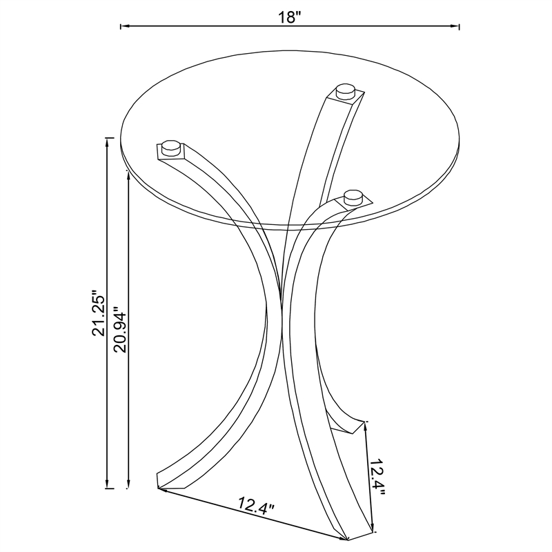 Pemberly Row Round Tempered Glass Top Acrylic Side Table in Clear