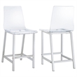 Pemberly Row Clear Acrylic Counter Height Chair Set of 2 in Chrome