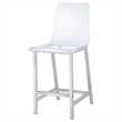 Pemberly Row Clear Acrylic Counter Height Chair Set of 2 in Chrome