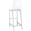 Pemberly Row Clear Acrylic Bar Chair Set of 2 with Footrest in Chrome
