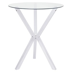 Pemberly Row Round 35-inch Glass Top Bistro Bar Table in Chrome