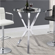 Pemberly Row Round 35-inch Glass Top Bistro Bar Table in Chrome