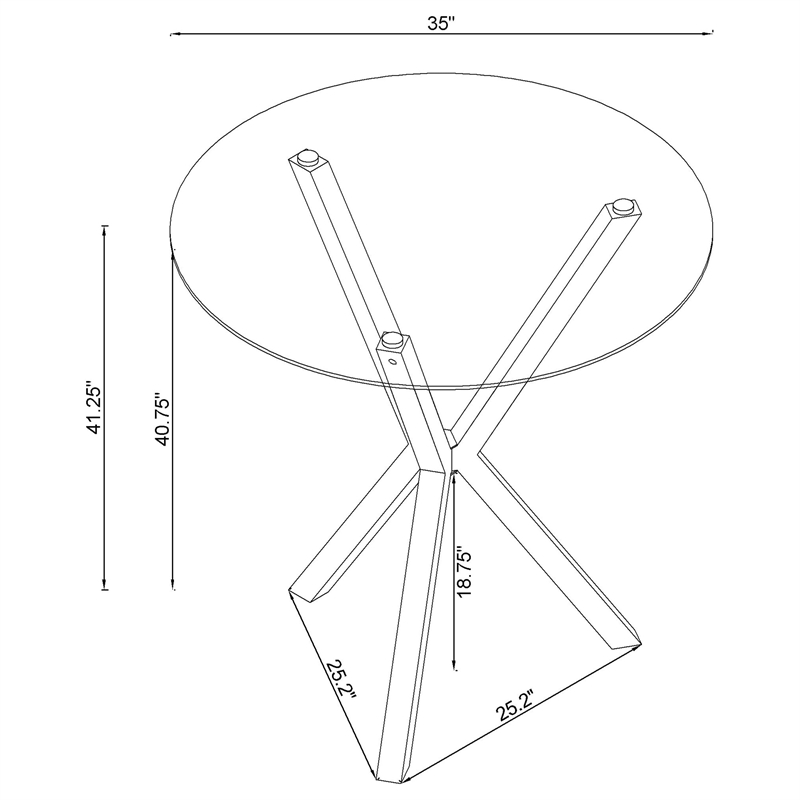 Pemberly Row Round 35-inch Glass Top Bistro Bar Table in Chrome