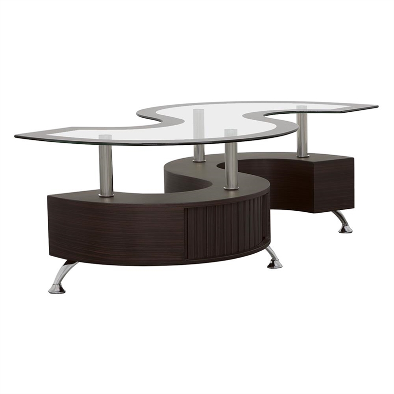 Pemberly Row 3-piece Coffee Table and Stools Set in Cappuccino