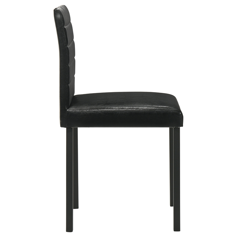 Pemberly Row 19.25'' Faux Leather Upholstered Dining Side Chair in Black