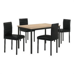 Pemberly Row 5-Piece 47&quot Faux Leather and Metal Dining Set in Oak/Black