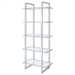 Pemberly Row 79-inch 5-shelf Tempered Glass Bookshelf in Chrome