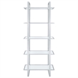 Pemberly Row 79-inch 5-shelf Tempered Glass Bookshelf in Chrome