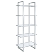 Pemberly Row 79-inch 5-shelf Tempered Glass Bookshelf in Chrome