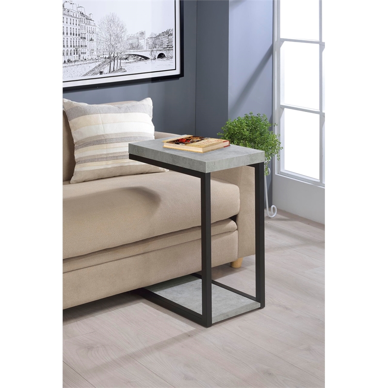Pemberly Row Engineered Wood C-Shape Sofa Side Table in Cement