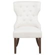 Pemberly Row 19.5'' Fabric Upholstered Dining Side Chair in Beige/Dark Oak