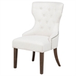 Pemberly Row 19.5'' Fabric Upholstered Dining Side Chair in Beige/Dark Oak