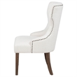 Pemberly Row 19.5'' Fabric Upholstered Dining Side Chair in Beige/Dark Oak