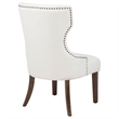 Pemberly Row 19.5'' Fabric Upholstered Dining Side Chair in Beige/Dark Oak
