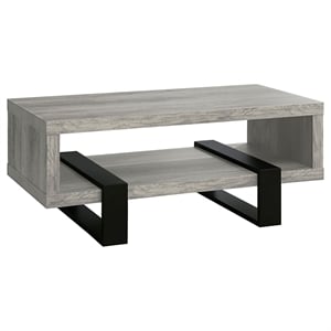 Pemberly Row Rectangular Engineered Wood Coffee Table in Gray Driftwood