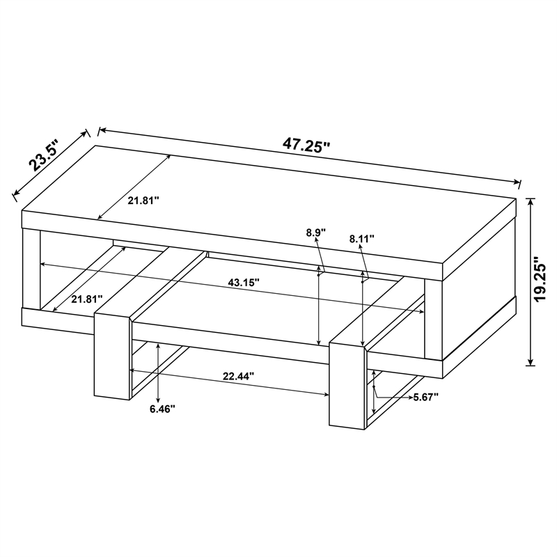 Pemberly Row Rectangular Engineered Wood Coffee Table in Gray Driftwood