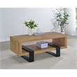 Pemberly Row Engineered Wood Cocktail Coffee Table with Shelf in Mango