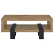 Pemberly Row Engineered Wood Cocktail Coffee Table with Shelf in Mango