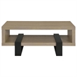 Pemberly Row Engineered Wood Cocktail Coffee Table with Shelf in Latte