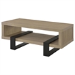 Pemberly Row Engineered Wood Cocktail Coffee Table with Shelf in Latte