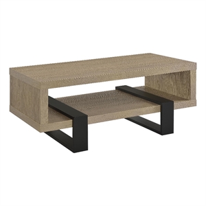 Pemberly Row Engineered Wood Cocktail Coffee Table with Shelf in Latte