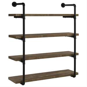 Pemberly Row 39-Inch 4-Shelf Wall Mounted Bookshelf in Rustic Oak