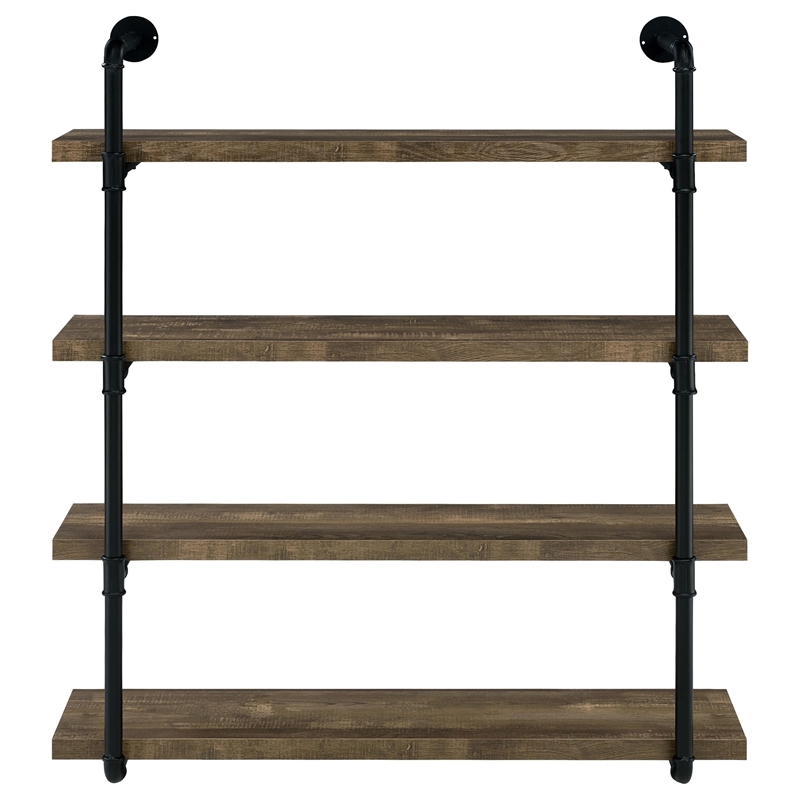 Pemberly Row 39-Inch 4-Shelf Wall Mounted Bookshelf in Rustic Oak
