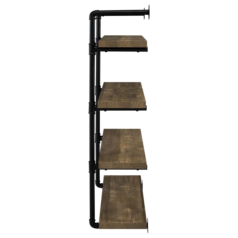 Pemberly Row 39-Inch 4-Shelf Wall Mounted Bookshelf in Rustic Oak
