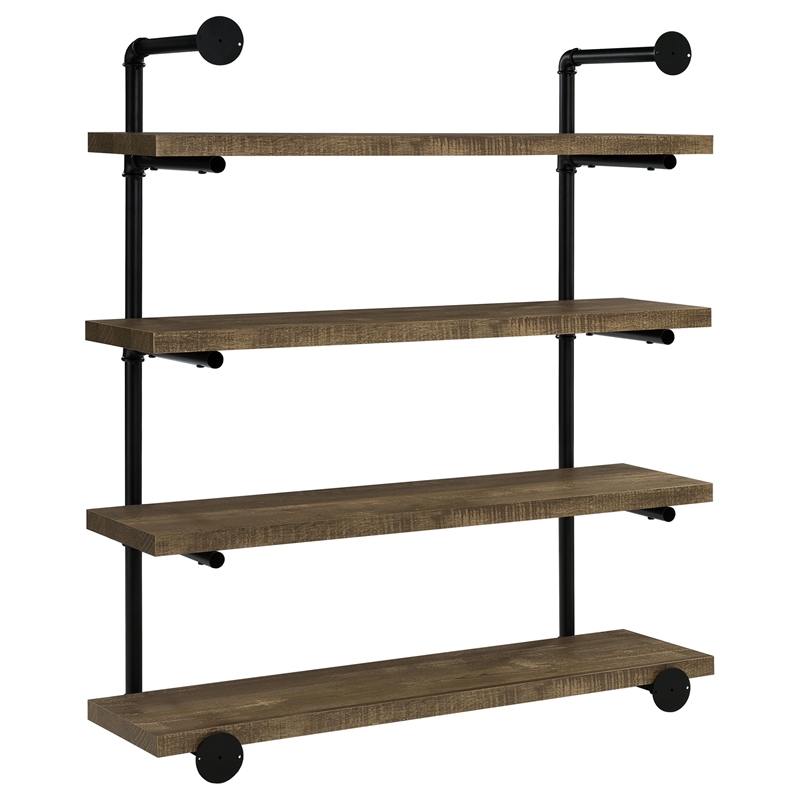 Pemberly Row 39-Inch 4-Shelf Wall Mounted Bookshelf in Rustic Oak