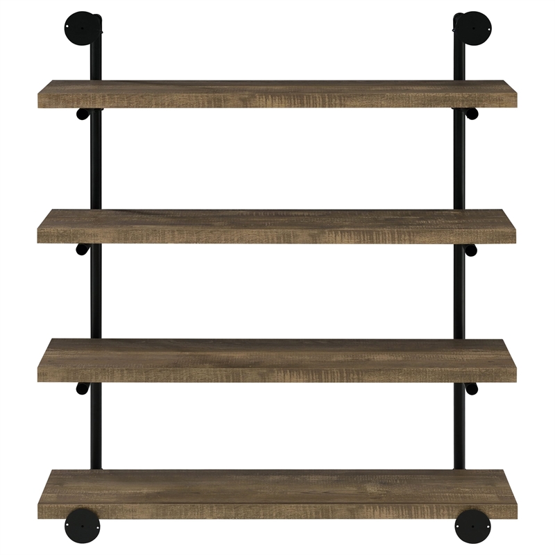 Pemberly Row 39-Inch 4-Shelf Wall Mounted Bookshelf in Rustic Oak