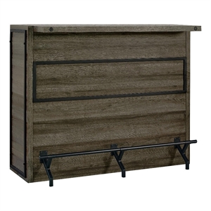 Pemberly Row 5-Shelf Composite Wood Home Bar Wine Cabinet in Aged Oak